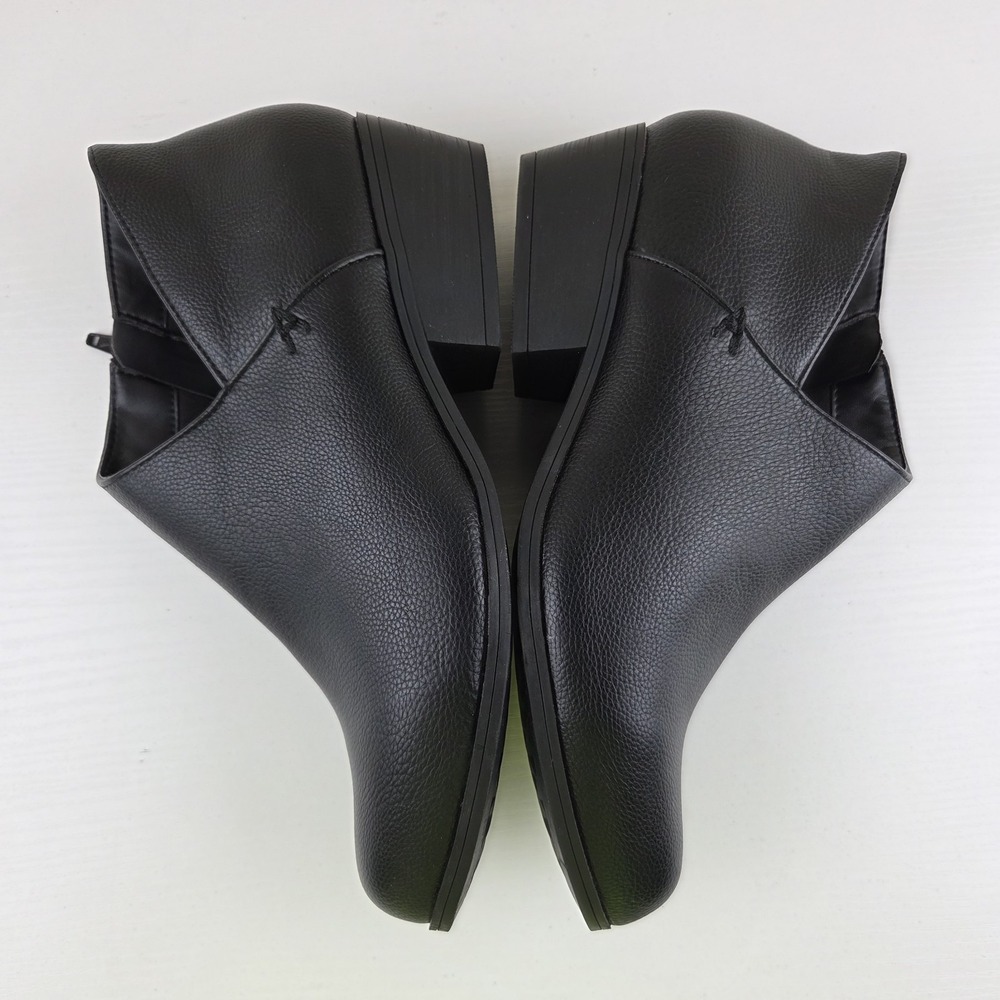 Aerosoles Cayu Black Faux Leather Slip On Ankle Booties Side Zip Womens Size 7.5 - Picture 12 of 13
